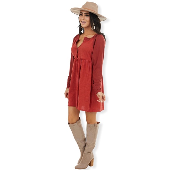 Umgee Rust Long Sleeve Dress - Picture 16 of 16